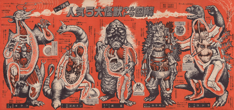 Illustration for article titled Godzilla y sus Kaiju, en fantásticas ilustraciones de 1967